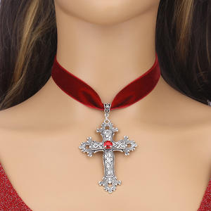 Collar con Cruz Gótica, Gargantilla de Terciopelo Negro, Joyería para Fiestas, Estilo Punk Hip Hop de Moda - Product Image 2