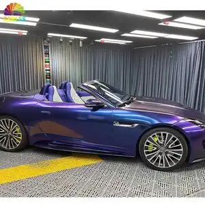 Carlas yüksek kalite 1.52*17m vinil Phantom mavi/mor PVC parlak vinil araç kaplama Sticker renk PPF sarma araba filmleri