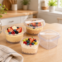 Gobelet en plastique jetable de qualité alimentaire de 120 ml pour dessert, mousse, yaourt, pudding, gâteau, avec couvercles et cuillère, emballage pour emporter