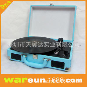 Haut-parleur portable avec étui en cuir, tourne-disque, couleurs rose, rouge, bleu, interface USB 3.0, lecteur audio portable Bluetooth - Product Image 4