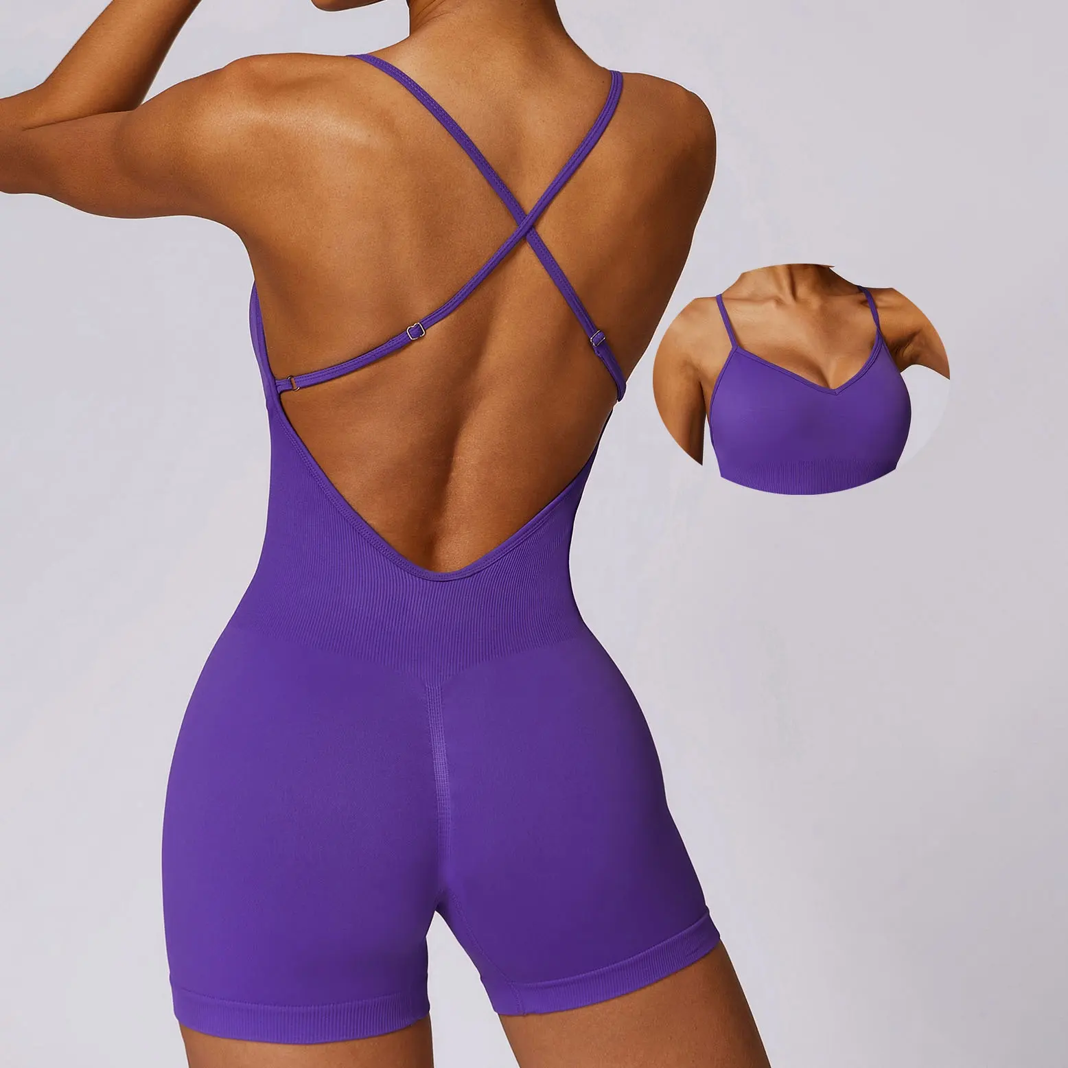 YIYI einstellbare Riemen hochwertige nahtlose Yogastrampler hohe Unterstützung Fitnessstudio-Set nachhaltige Damen-Training Sport einteiliger Yogakleid
