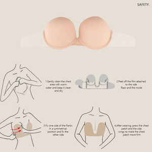 Nouvelle Arrivée : Soutien-gorge Adhésif Invisible Push-up Respirant à Demi-Bonnet Rembourré pour Femme - Product Image 4