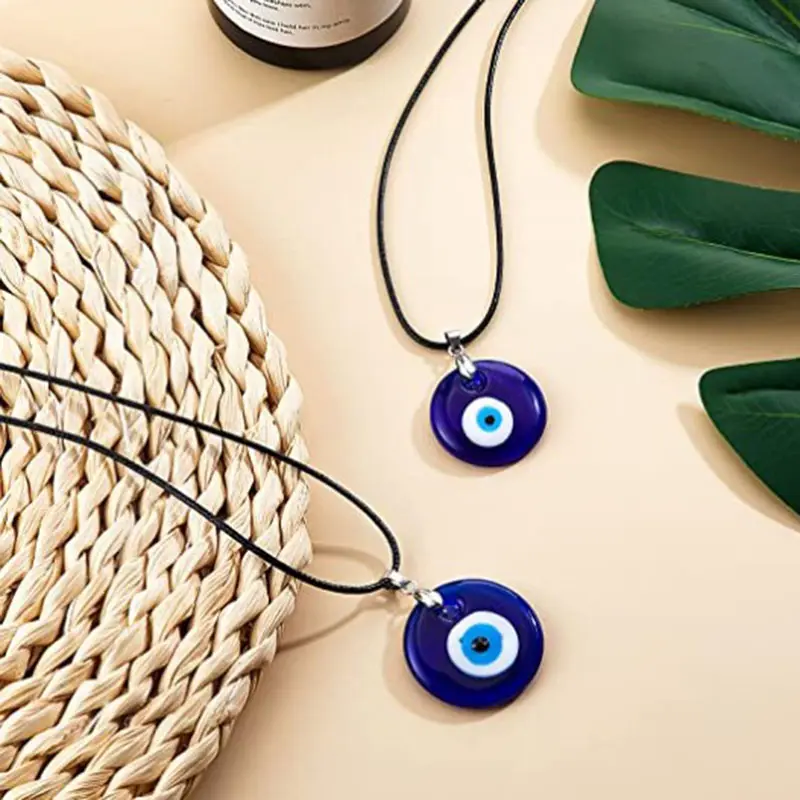Collier Vintage à pendentif yeux turcs bleus, 30mm, pendentif yeux turcs bleus, collier à pendentif yeux maléfiques, offre spéciale