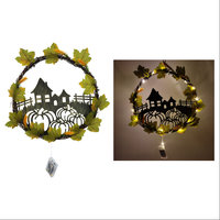 Guirlande suspendue en métal LED pour l'automne, décoration de porte pour la récolte et Thanksgiving