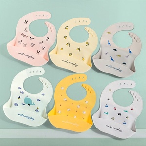 Silicone Baby Bib <b>Waterproof</b> Lightweight Soft Solid Color Toddler Kids Mealtime <b>Apron</b> Custom Logo Wholesale - Product Image 1