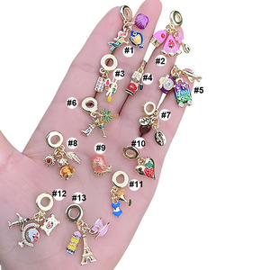 Cz9166 thanh nhã 18K mạ vàng men macrons trong Paris Cá vỏ màu hồng ngọt ngào tráng miệng mùa thu gấu Ba ven biển dangle quyến rũ - Product Image 3