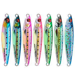 Señuelo de pesca de agua salada 40g 60g 80g ojos 3D brillo brillante caída lenta Plantilla de metal agua salada orilla jigging pelado escamas señuelo de metal - Product Image 6