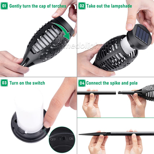 Antorcha <span class=keywords><strong>solar</strong></span> impermeable con llama parpadeante Jardín Luces solares al aire libre 1 paquete Lámpara de llama - Product Image 5