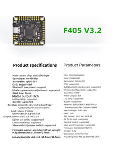 Controlador de Vuelo F405 V3.2 FC FPV 3-8s 5V/2.5A 9V/2.5A BEC 4en1 ESC BLHELI_S Piezas Metálicas DIY Compatibles con Drones Multirotor - Product Image 6