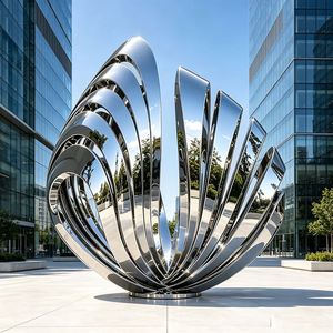 Escultura Abstracta de Pétalos de Acero Inoxidable Pulido para Exteriores, Gran Tamaño, Estatua de Arte Moderna para la Orilla del Mar, Personalizable - Product Image 5