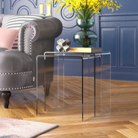TABLE de nidification en acrylique transparente, décoration de maison personnalisée en usine, TABLE d'appoint en acrylique de différentes tailles