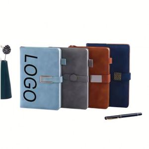 Carnet à feuilles mobiles A5 en cuir PU avec logo personnalisé, boucle en U, porte-cartes et porte-stylo - Product Image 1