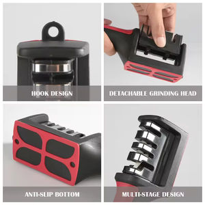 Aiguiseur de couteaux manuel professionnel multi-étapes (3/4 niveaux) de cuisine, design ergonomique premium, affûtage rapide - Product Image 5