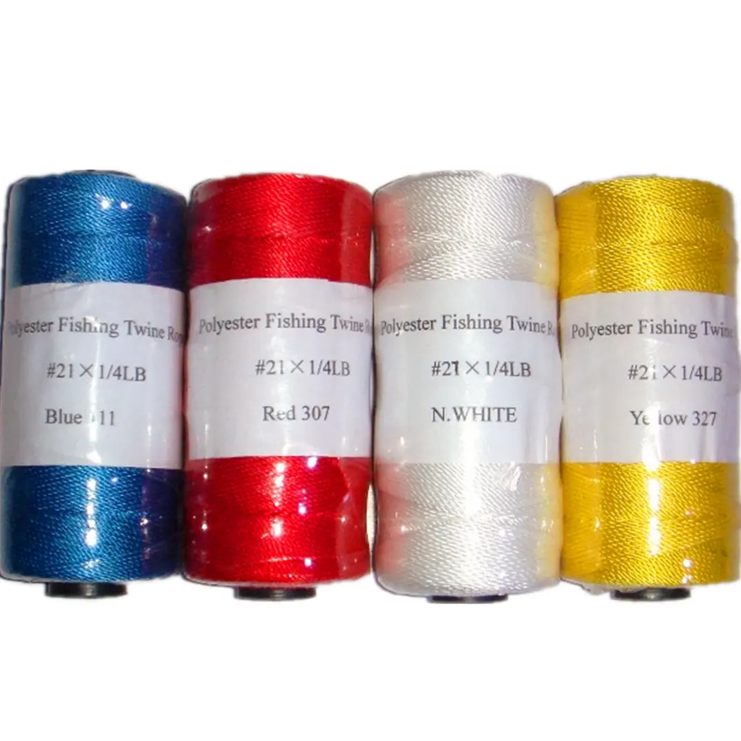 Kualitas Baik Pabrik Langsung 210D Disesuaikan Ukuran Berwarna Baler Tali PET Benang Poli String Twisted Polyester Twine