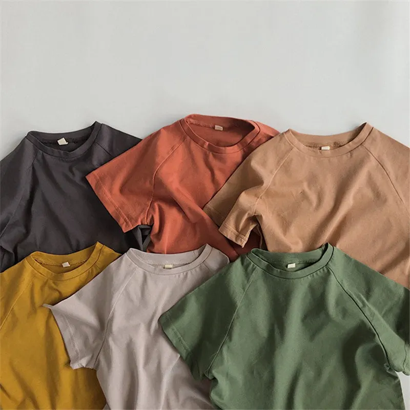 Pima-Camiseta de algodón para niños, tops ecológicos de verano, camiseta de manga corta, ropa personalizada orgánica