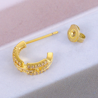 Pendientes de Moda con Circonitas, Diseño de Cadena Brillante, Encantadores, Unisex, Chapados en Oro de 18K, Joyería de Latón, Regalo