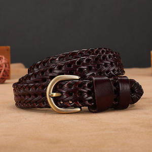 Nouvelle ceinture en <span class=keywords><strong>cuir</strong></span> de vachette tressé pour homme et femme, ceinture décontractée pour jeans, golf, entièrement réglable, ceinture en <span class=keywords><strong>cuir</strong></span> unisexe avec boucle à ardillon - Product Image 3