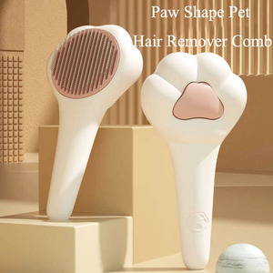 Venta al por mayor de alta calidad con forma de pata bonita mascota perro limpiador cepillo masaje un toque eliminación de pelo acero piojos gato peine - Product Image 3