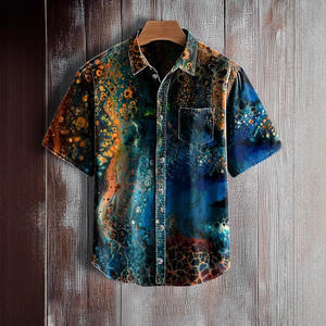 2025 camisa de manga corta holgada Retro Hawaiana para hombre, informal, transfronteriza, de verano, de punto de sarga cubana, antibolitas - Product Image 3