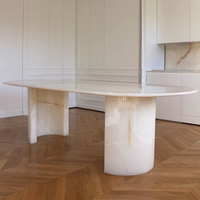 Table basse moderne en onyx blanc, table centrale en pierre naturelle, polie, imperméable