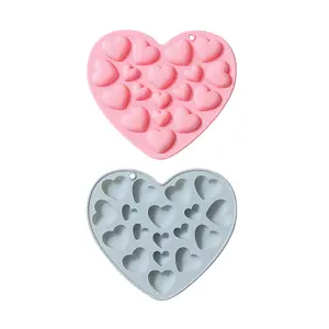 DIY 4款新的Valention蛋糕配件模具情人心冰块模具各种心形硅胶巧克力模具