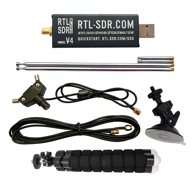 RTL-SDR Blog RTL SDR V4 R828D RTL2832U 1PPM TCXO RTLSDR Software Defined Radio with Multipurpose Dipole Antenna