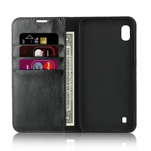 Custom Wholesale Premium Genuine Leather Wallet 2 In 1 Mobile Phone Cover Case Suitable For Samsung Galaxy A10