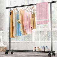 Porte-manteau en métal simple, porte-vêtements vertical pour chambre à coucher, balcon, dortoir mobile, sol domestique, couleur crème, séchoir