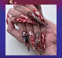 Faux Ongles 3D Français Halloween en ABS Faits Main Vente en Gros Logo Personnalisé Luxe Design Citrouille Fantôme Effrayant 24 Embouts Stiletto Nail Art