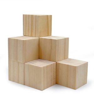 Handmade 5.08 cm Natural <strong>Wood</strong> <strong>Blocks</strong> Unfinished Wooden Square Cubes for Arts Crafts DIY Projects Gift Style in Box - Product Image 1