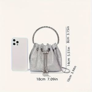 Bolso Redondo Hecho a Mano de Alta Calidad con Borlas y Cristales, Casual, Elegante, con Cadenas Cruzadas para Damas - Product Image 2