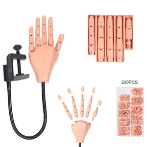 Outils d'art des ongles, main d'entraînement professionnelle pour faux ongles + 200 embouts d'ongles, fournitures de manucure, main mannequin pour l'entraînement des ongles - Product Image 2