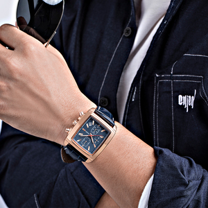 Montres pour homme Megir 2028, marque originale, montres à quartz en cuir tendance, montres de luxe pour homme, montre chronographe carrée - Product Image 5