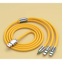 Cable de Carga Rápida 3 en 1 de 120w, Cable USB a Tipo C Micro 6A, Cable de Datos de Carga Rápida de Silicona