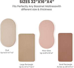 Draps de matelas respirants doux 100% coton adaptés au matelas rectangulaire de <span class=keywords><strong>berceau</strong></span> ovale de sablier - Product Image 4