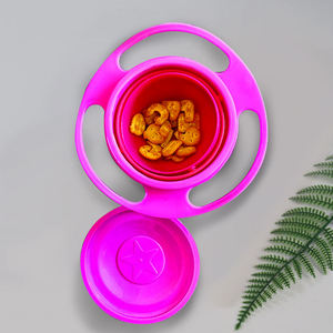 Nouveau Porudtcs bébé bols ensemble d'alimentation personnalisé rond unspillable <span class=keywords><strong>Anti</strong></span> déversement gyroscope bébé bol 360 rotatif bébé bol sans BPA - Product Image 6