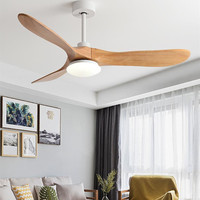 Ventilateur de plafond LED en bois massif JYLIGHTING 42/52 pouces, design moderne, moteur AC, télécommande, éclairage décoratif pour salon