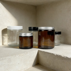 Factory Price Amber Candle Jar with Silver Aluminum <b>Cap</b> 50g 60g 100g 150g 200g Round Wide Mouth Cosmetic Body <b>Scrub</b> Jar - Product Image 1