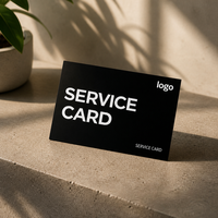Carte de service noire personnalisée imprimée avec texte blanc gras et zone pour logo, pour kits de cartes de garantie et d'assistance