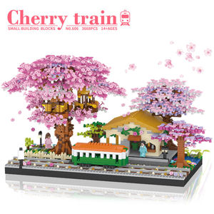 Cherry Train Station 3D Thành Phố Đường Phố Xem Loạt 2028PC Mini Xây Dựng Khối Thiết Lập Nhỏ Kim Cương Gạch Mô Hình Đồ Chơi Cho Lắp Ráp - Product Image 5