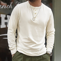 Herenshirts Maden Heavyweight Henley Shirt Vintage Workwear Stijl Lange Mouw Knoopsluiting Lente Top Trendproduct 2026