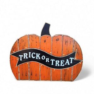 Décoration en bois de citrouille de dessin animé pour Halloween, décoration amusante de citrouille pour fête de fin d'année avec lumière - Product Image 3