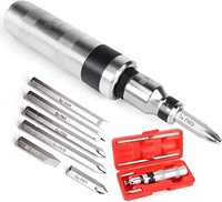 Maxpower Lot de 8 tournevis à percussion manuel réversible avec boîtier en plastique