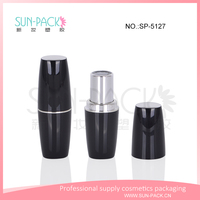 OEM UV plástico ovalado grasa brillante Negro vacío contenedor cosmético lápiz labial bálsamo labial tubo