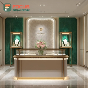 Luxury Custom Jewelry Retail Fixtures Manufacturer Metal Frame Mall Counter Display Cabinet - Product Image 1
