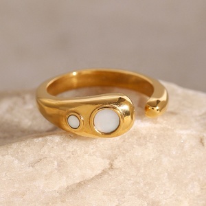 Custom Jewelry Fashion Statement 18k Gold Stainless Steel Gold Hollow Asymmetrical Open Trendy Waterproof <b>Rings</b> - Product Image 3