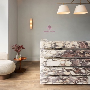 مكتب استقبال فاخر من كالاكاتا كمان رخامي أثاث حديث للردهة الأمامية - Product Image 3