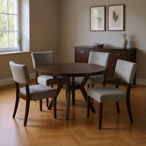 Set da pranzo in tessuto grigio Drake da 5 pezzi, finitura espresso, mobili moderni per la casa - Product Image 2