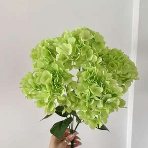 Décoration Florale de Mariage en Soie, Hortensia Blanc et Rouge, Vente en Gros, Haute Qualité, Hortensia Artificiel à 5 Têtes, Fleur Artificielle en Gros - Product Image 4
