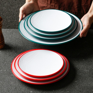 Round <b>Melamine</b> <b>Plates</b> Set Solid Color Restaurant Tableware For Food Serving 6.5 Inch - Product Image 1